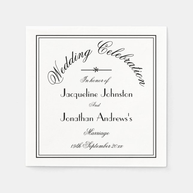 Simple Elegant Script Name White Wedding Paper  Napkins (Front)