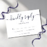 Simple Elegant Script Navy Blue RSVP Card