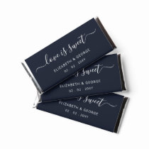 Simple Elegant Script Navy Personalized  Hershey Bar Favors