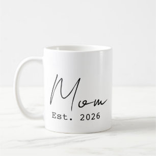 Simple Elegant Script New Mom Established 2026 Coffee Mug