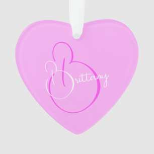 Simple Elegant Script Personalized Lilac Heart Ornament