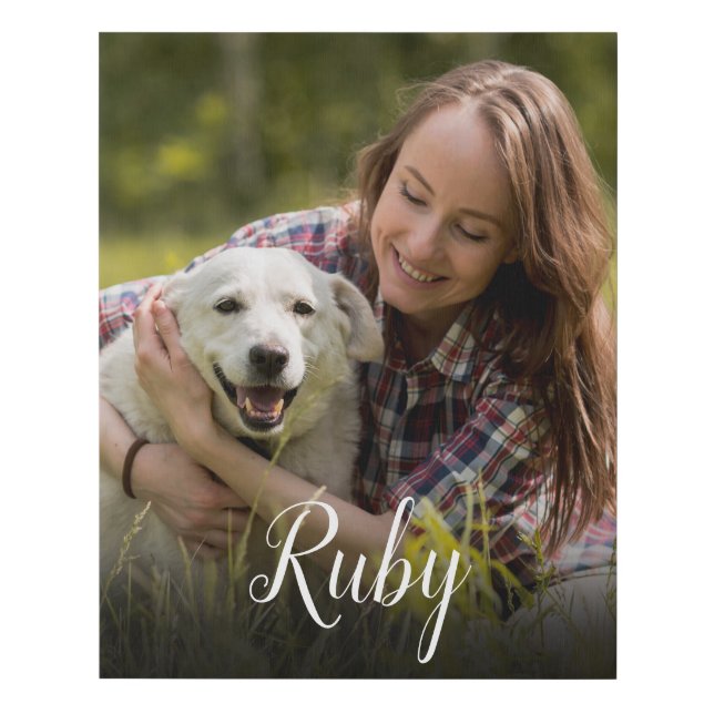 Simple Elegant Script Pet Photo Faux Canvas Print (Front)