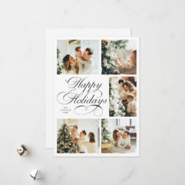Simple Elegant Script Photo Collage Christmas Holiday Card