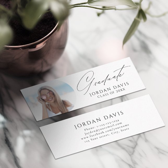 Simple Elegant Script Photo Graduate Name Card (Simple Elegant Script Photo Graduate Name Card)