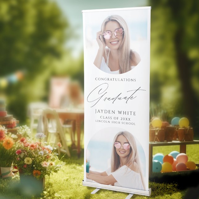 Simple Elegant Script Photo Graduation Party Retractable Banner (Simple Elegant Script Photo Graduation Party Retractable Banner)