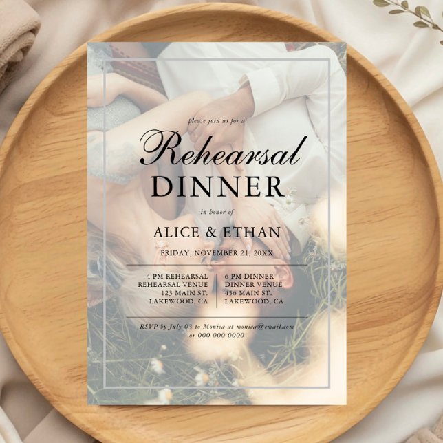 Simple Elegant Script Photo Rehearsal Dinner Invitation (Creator Uploaded)