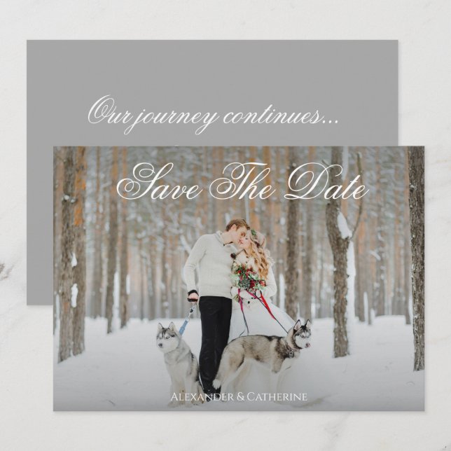 Simple Elegant Script Photo Save The Date Invitation (Front/Back)