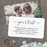 Simple Elegant Script & Photo Wedding Details Enclosure Card<br><div class="desc">Compliment simply elegant wedding invitations and provide important information to guests with stylish custom photo enclosure cards. All text on this template is simple to personalize or delete as needed. This card can include any celebration details of your choice such as directions, website, special requests, accommodations, reception or rsvp. The...</div>