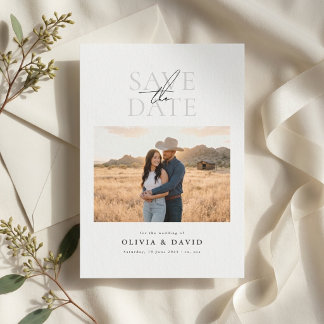 Simple Elegant Script Photo Wedding Save the Date