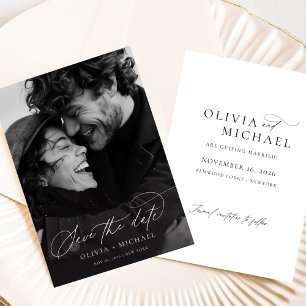 Simple Elegant Script Photo Wedding Save The Date