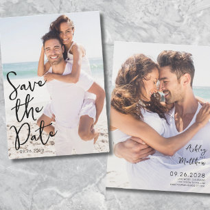 Simple Elegant Script Photo Wedding Save The Date