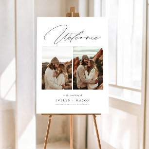 Simple Elegant Script Photo Wedding Welcome Foam Board