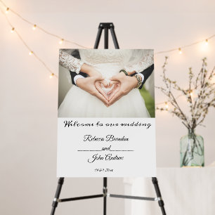 Simple Elegant Script Photo Wedding Welcome  Foam Board