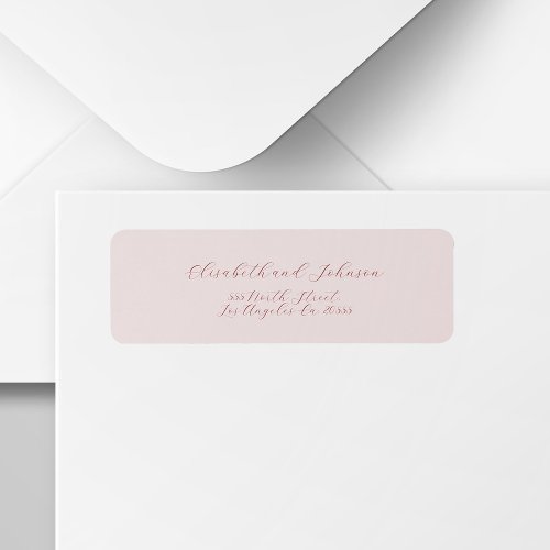 Simple elegant script pink wedding return address label