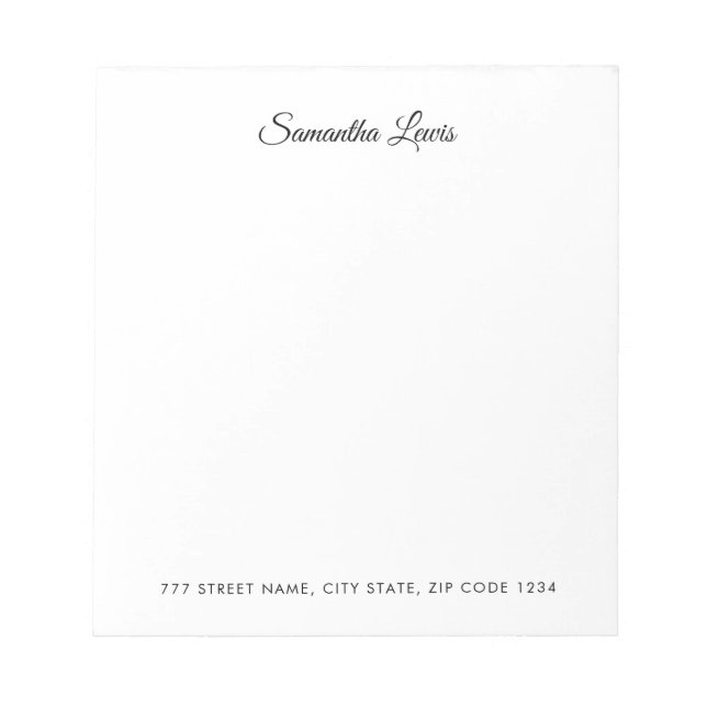 Simple Elegant Script Professional Notepad (Front)