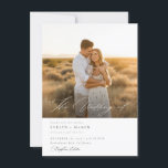 Simple Elegant Script QR Code Photo Budget Wedding Invitation<br><div class="desc">Welcome your guests to a romantic celebration with our "Simple Elegant Script QR Code Photo Budget Wedding Invitation" This design beautifully combines a stunning rustic backdrop with modern boho flair,  accented by simple calligraphy and a practical QR code for easy event details access.</div>