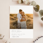 Simple Elegant Script QR Code Photo Budget Wedding Invitation<br><div class="desc">Welcome your guests to a romantic celebration with our "Simple Elegant Script QR Code Photo Budget Wedding Invitation" This design beautifully combines a stunning rustic backdrop with modern boho flair,  accented by simple calligraphy and a practical QR code for easy event details access.</div>