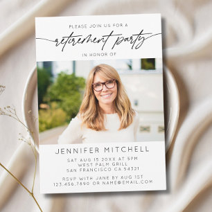 Simple Elegant Script Retirement Party Photo Invitation