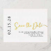 Simple Elegant Script Save the Date Real Gold  