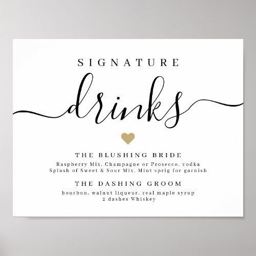 Simple elegant script signature drinks sign