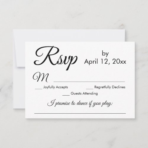 Simple Elegant Script Song Request Wedding RSVP