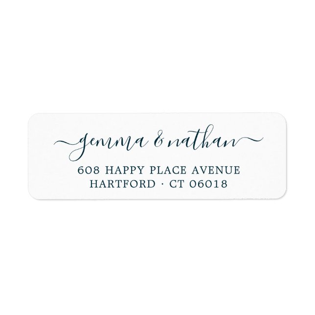 Simple Elegant Script Teal Wedding Return Address Label (Front)
