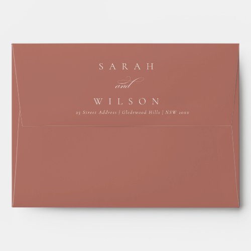 Simple Elegant Script Terracotta Kraft Wedding Envelope