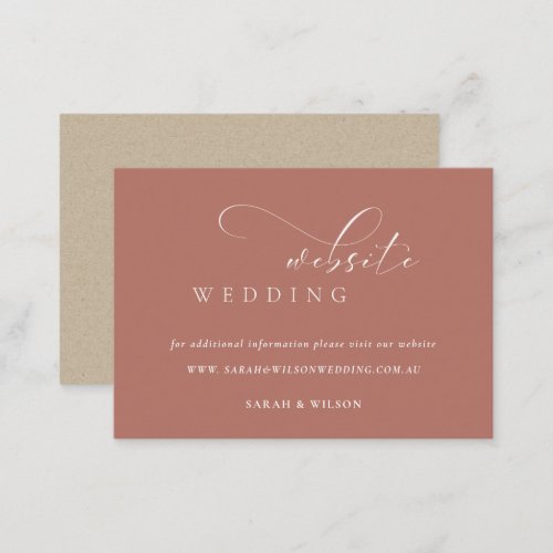 Simple Elegant Script Terracotta Wedding Website Enclosure Card