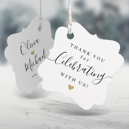 Simple elegant script thank you wedding favor tags