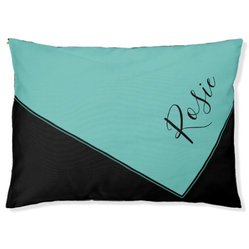Simple Elegant Script Typography Teal Personalized Pet Bed