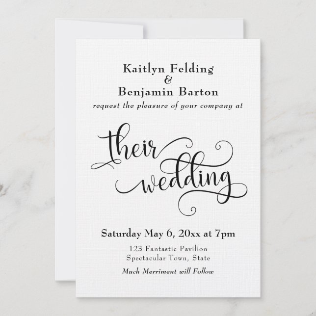 Simple, Elegant Script Typography Wedding Invitation (Front)