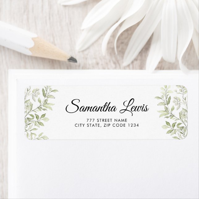 Simple Elegant Script Vintage Leaves Address Label (Insitu)