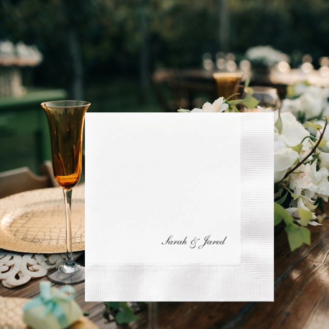 Simple Elegant Script Wedding Coined Cocktail Napkins (Creator Uploaded)