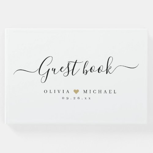 Simple elegant script wedding guest book