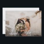 Simple Elegant Script Wedding Horizontal Photo Thank You Card<br><div class="desc">Simple Elegant Script Wedding Photo Thank You Card features your full wedding photo,  with elegant type overlay. Customize your special wedding thank you on the back,  or remove it to leave the back blank for your handwritten message of thanks.</div>