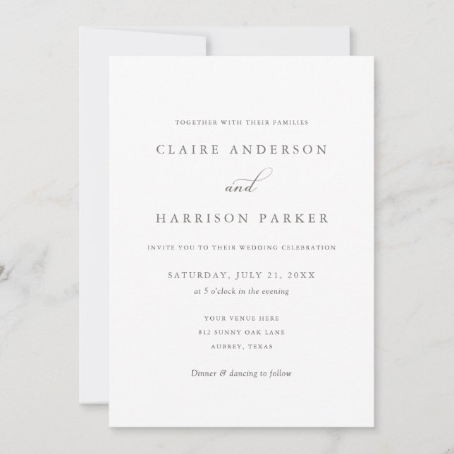 Simple Elegant Script Wedding Invitation (Front)
