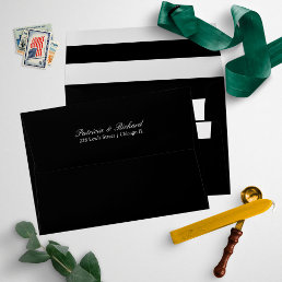 Simple Elegant Script Wedding Invitation Black Envelope