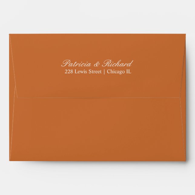 Simple Elegant Script Wedding Invitation Copper Envelope (Back (Top Flap))
