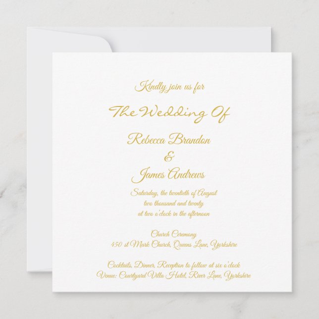 Simple Elegant Script Wedding Invitation | Square (Front)