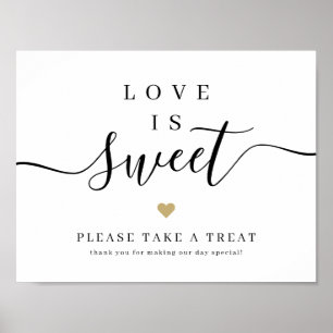 Simple elegant script wedding love is sweet sign