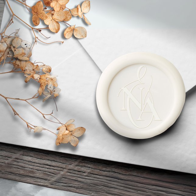 Simple Elegant Script Wedding Monogram Wax Seal Sticker (Simple Elegant Script Wedding Wax Seal)
