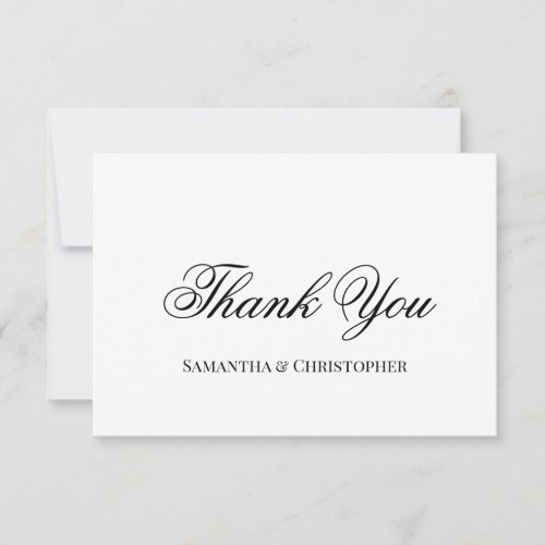 Simple Elegant Script Wedding Photo Thank You Card