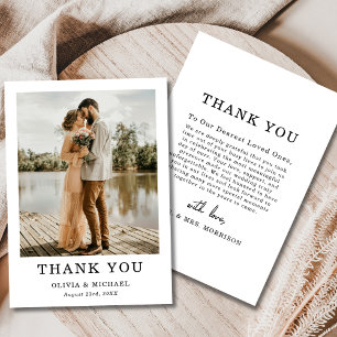 Simple Elegant Script Wedding Photo Thank You Card