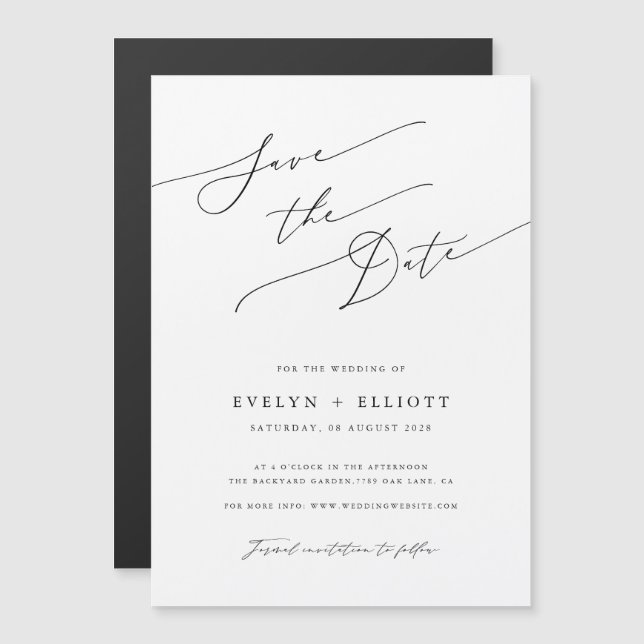 Simple Elegant Script Wedding Save The Date Magnet (Front/Back)