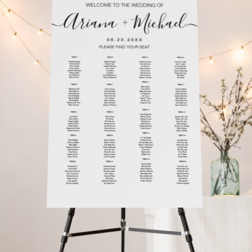 Simple Elegant Script Wedding table Seating chart Foam Board