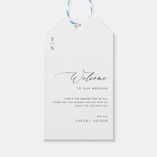 Simple Elegant Script Wedding Welcome Gift Tags