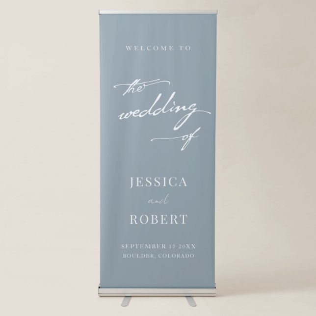 Simple Elegant Script Wedding Welcome Retractable Banner (Front)