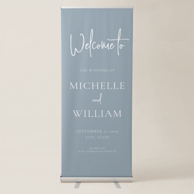 Simple Elegant Script Wedding Welcome Retractable Banner (Front)