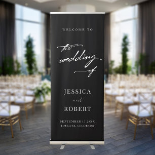 Simple Elegant Script Wedding Welcome Retractable Banner