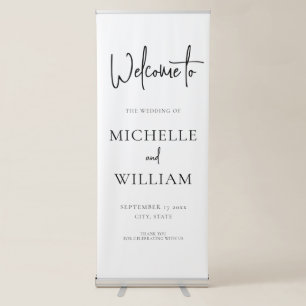 Simple Elegant Script Wedding Welcome Retractable Banner